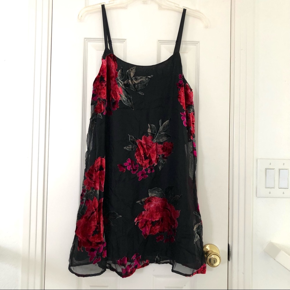 As U Wish Velour Roses Mini Dress Size Small
